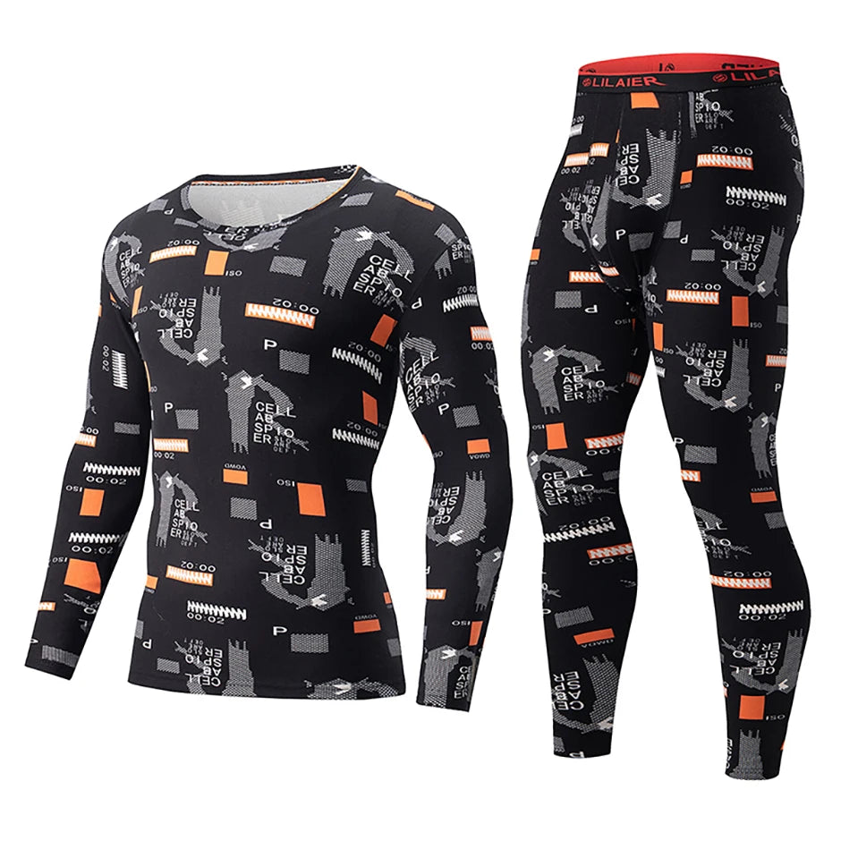 Men's Autumn Winter Camouflage Printed Underwear Set