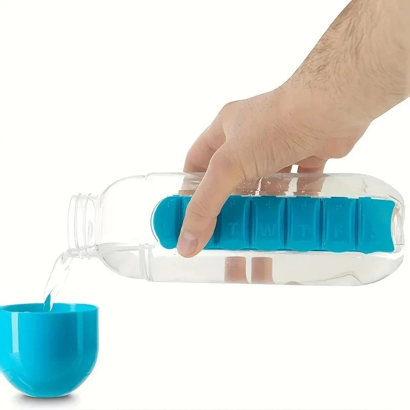 Portable Water Bottle with Convenient Medicine Box for Outdoors