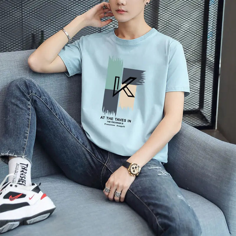Men's White Cotton Comfortable Y2K Style T-Shirt