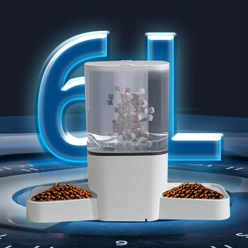 6L WIFI cat automatic feeder, double meal pet feeder, cat food dispenser that can feed 2 pets at the same time, dog feeder - Daisan Mart