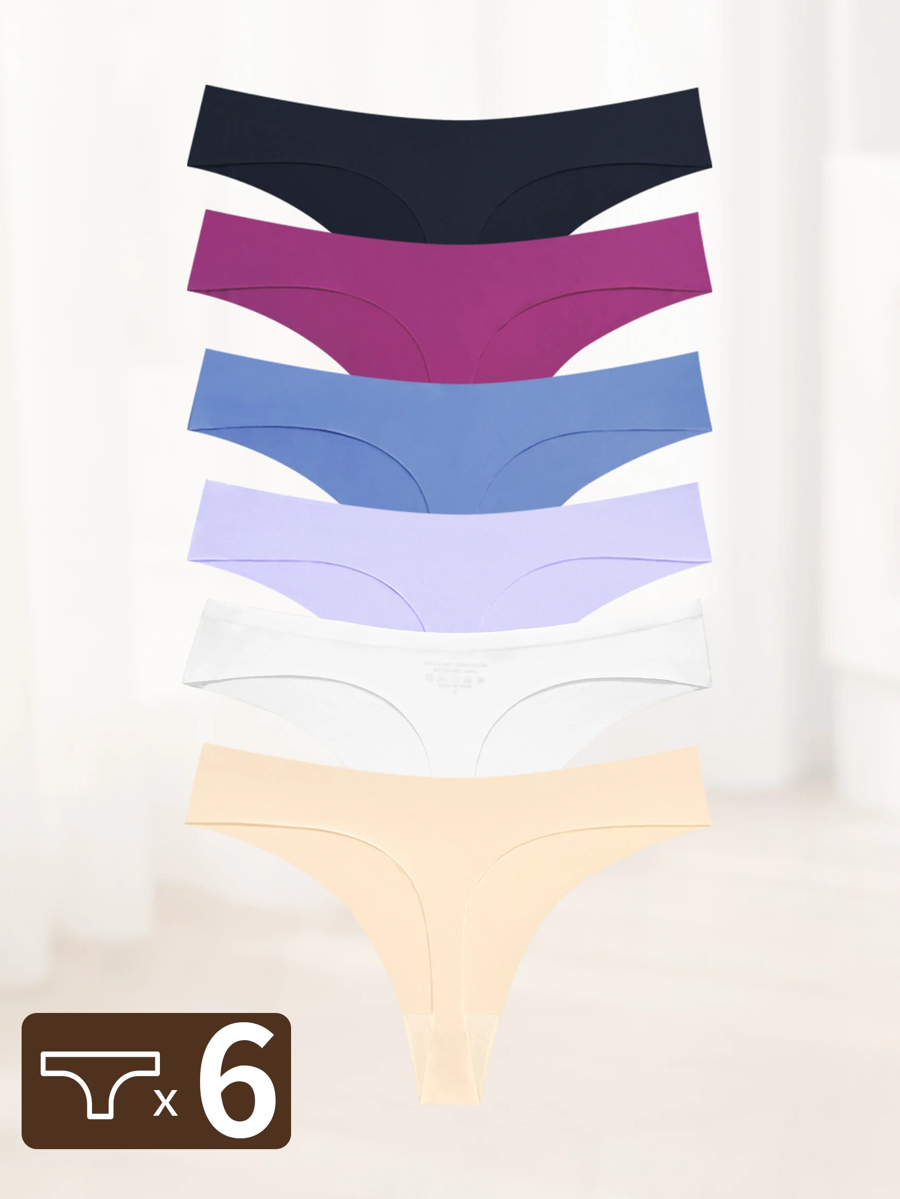 Bộ 6 Quần Lót Nữ Không Đường May Lưng Thấp Co Giãn