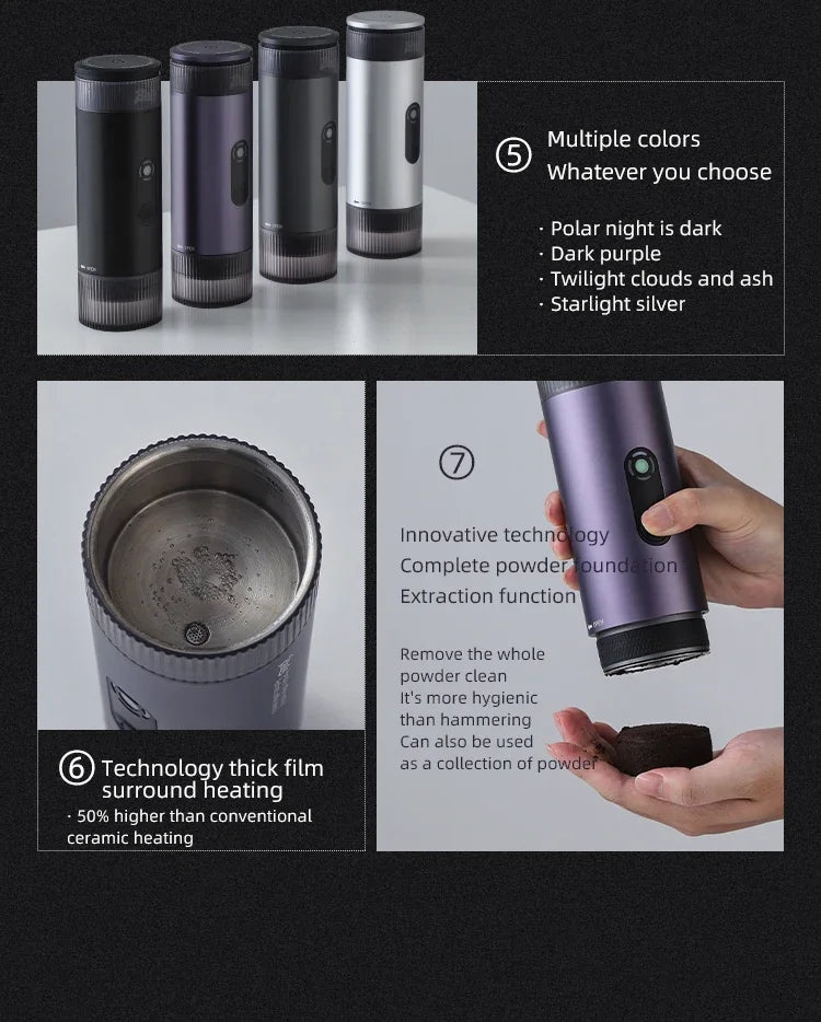 Bincoo Portable Electric Espresso Coffee Maker for Camping Wireless Heating Concentrated Extraction Coffee Machine Red Dot Award - Daisan Mart