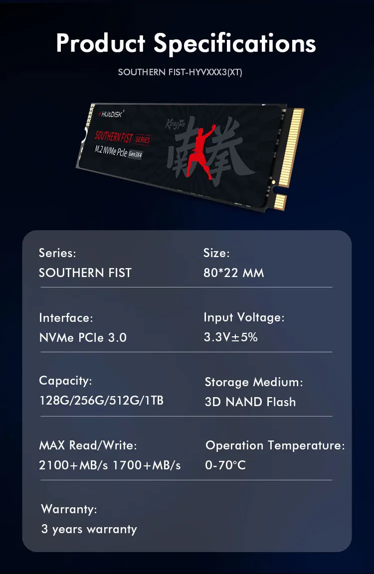 HUADISK High Speed ​​NVMe M.2 SSD Hard Drive for Computer