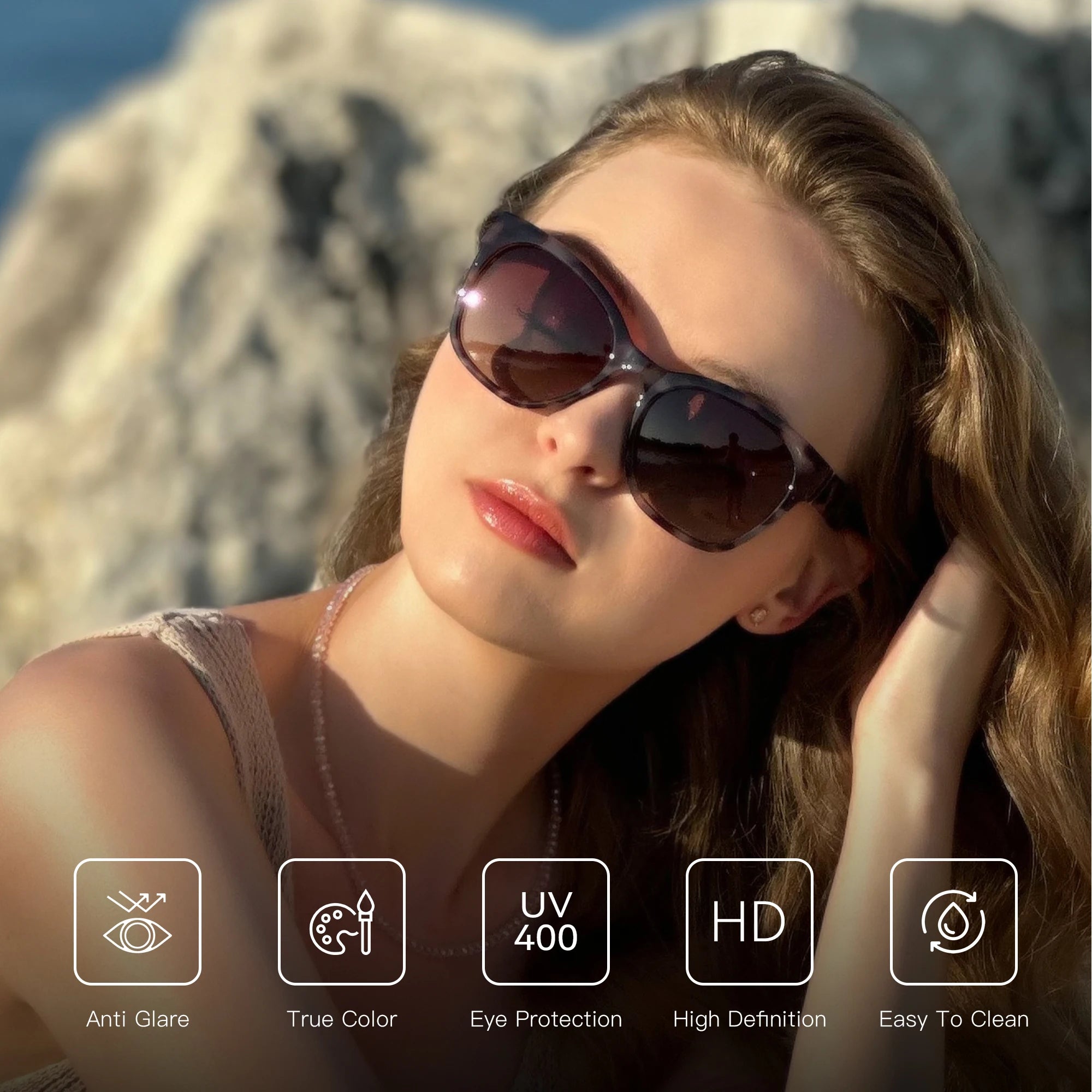ZENOTTIC Fashion Cateye Polarized Sunglasses for Women - Oversized Sun Glasses UV400 Protection Retro Shades Designer Style - Daisan Mart