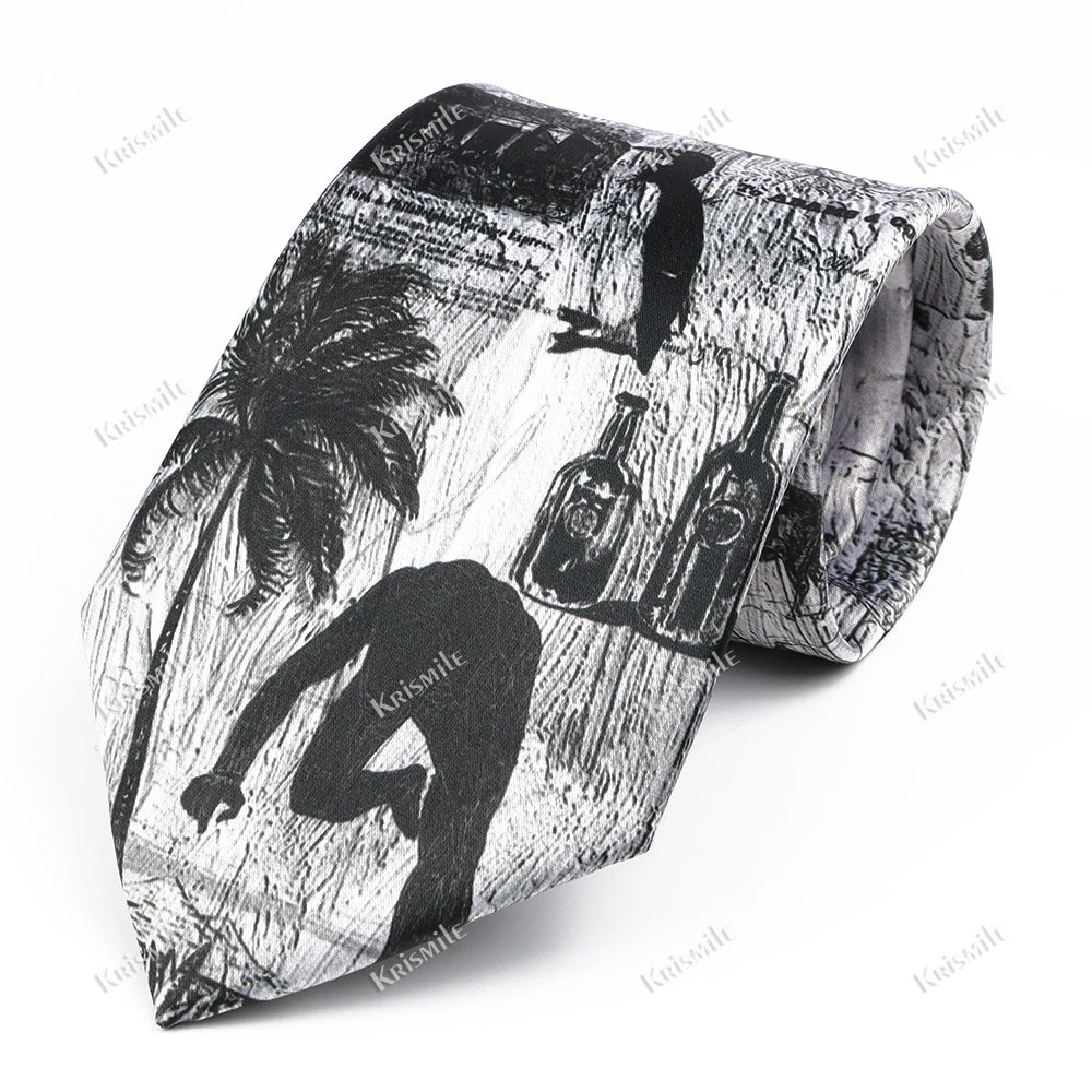 經典藝術圖案真絲領帶，8.5厘米