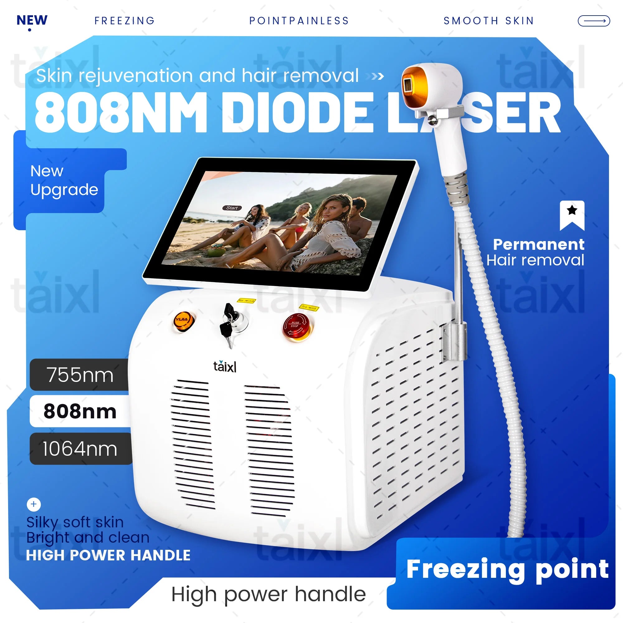 New Summer Ice Platinum 3 Wavelength 808nm Diode Laser 808 Hair Removal Machine 808 Remov Machin Salon or Home Use Remover - Daisan Mart