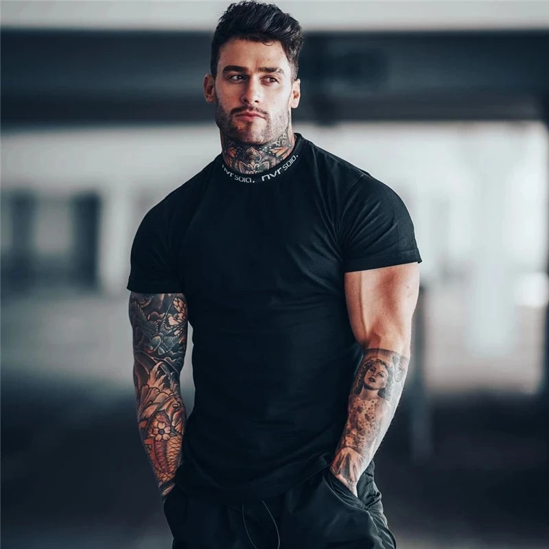 Men's Gym T-shirt Cotton Bodycon Cool 2024