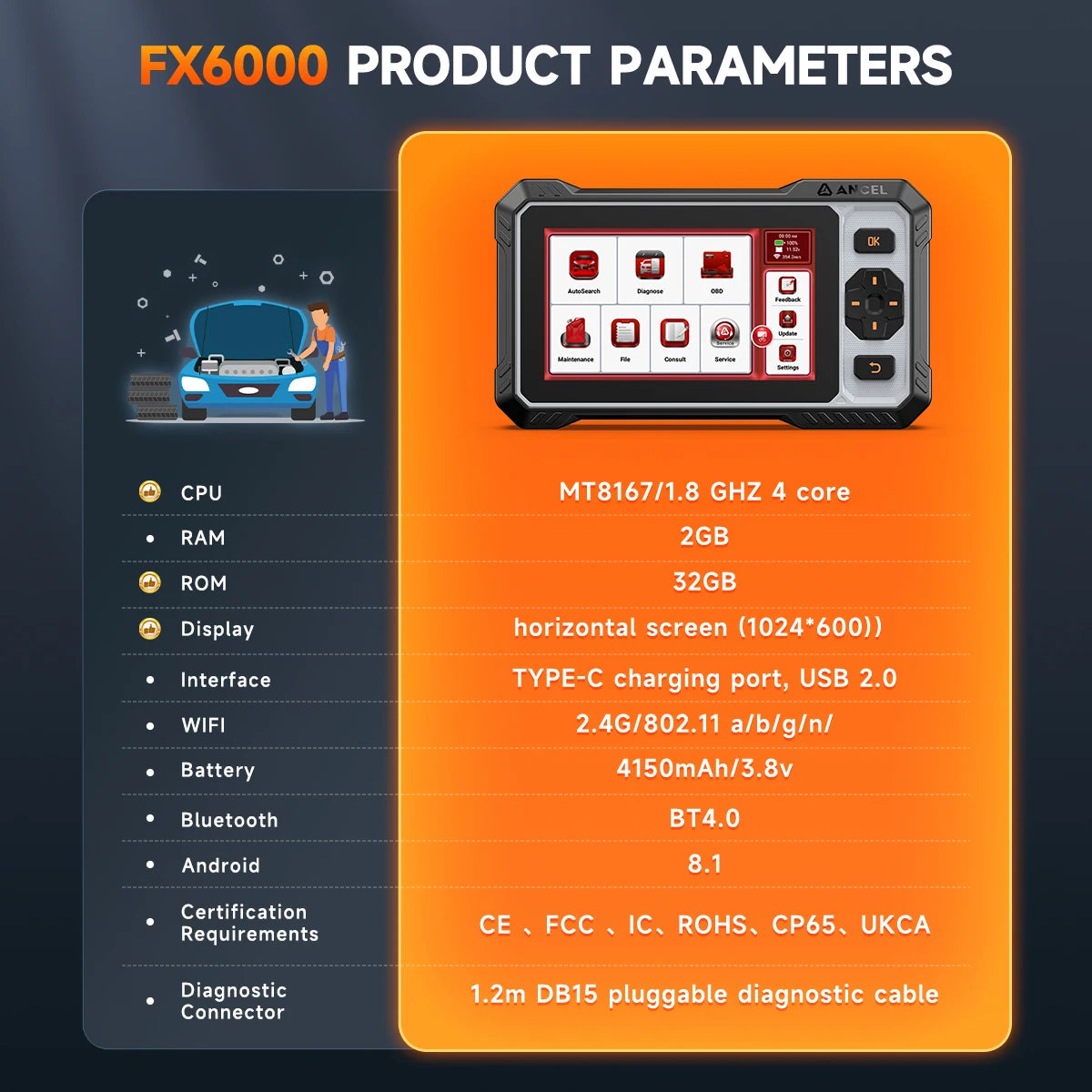 Máy Chẩn Đoán Ô Tô Đa Năng ANCEL FX6000 2025 4in1 - Daisan Mart