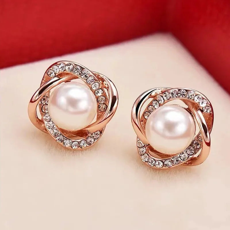 Luxury 14k Gold Pearl Earrings for Women