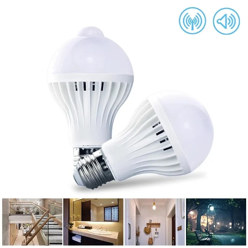 Bóng Đèn LED Cảm Biến Chuyển Động Âm Thanh Ánh Sáng