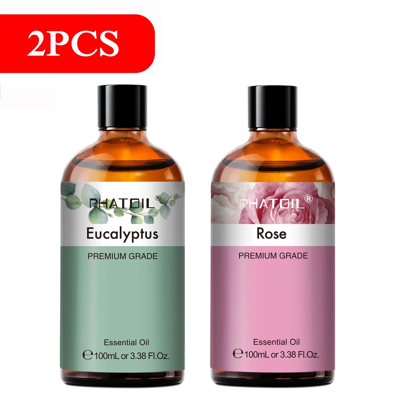 PHATOIL 100ML Eucalyptus Rose Essential Oils Lavender Indian Sandalwood Bergamot Cinnamon Lemongrass Essential Oils For Skin - Daisan Mart