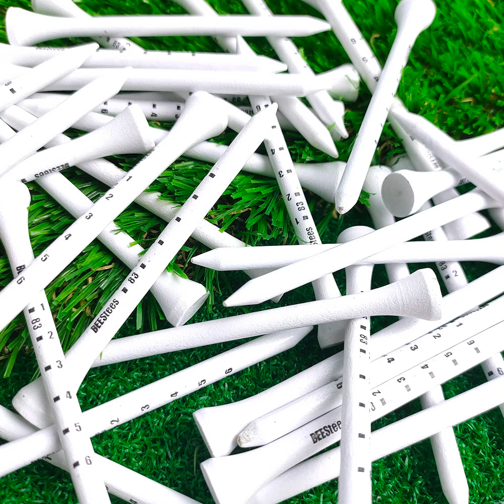 Set of 50 Premium Golf Wooden Tees with Anti-Slip Markers