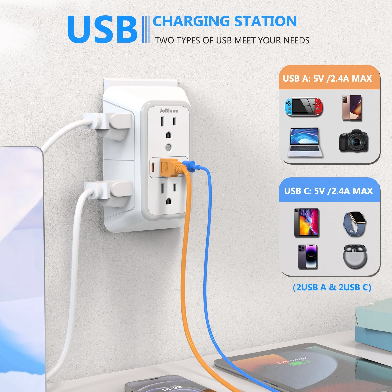 Ổ Cắm Đa Năng 6 Cổng, 4 USB & Sạc Nhanh Type C