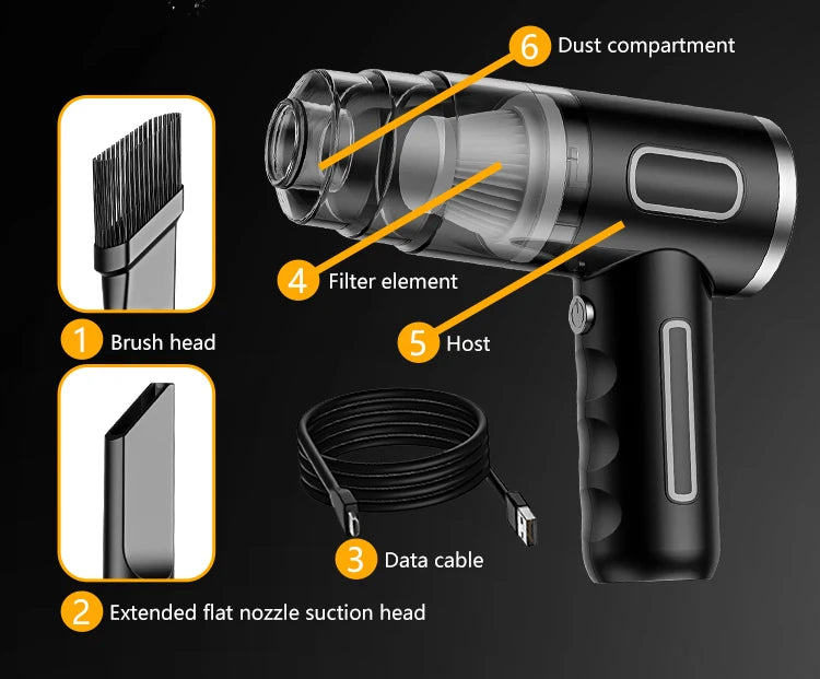 ABS Car Vacuum Cleaner Portable Powerful Wireless Vacuum Cleaner Home Carpet Cleaner Home Appliance Mini Cleaning Machine - Daisan Mart