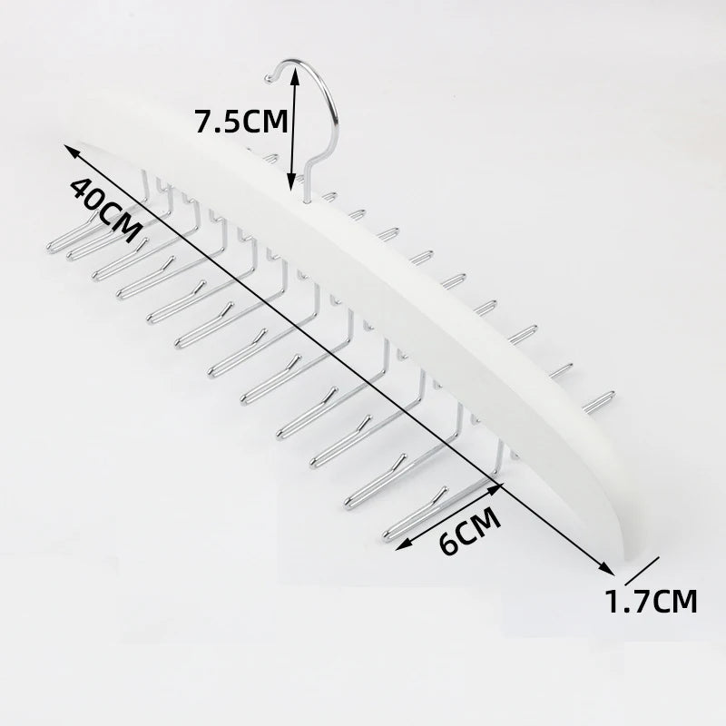 24 Hook 360° Rotating Wooden Tie &amp; Belt Hanger