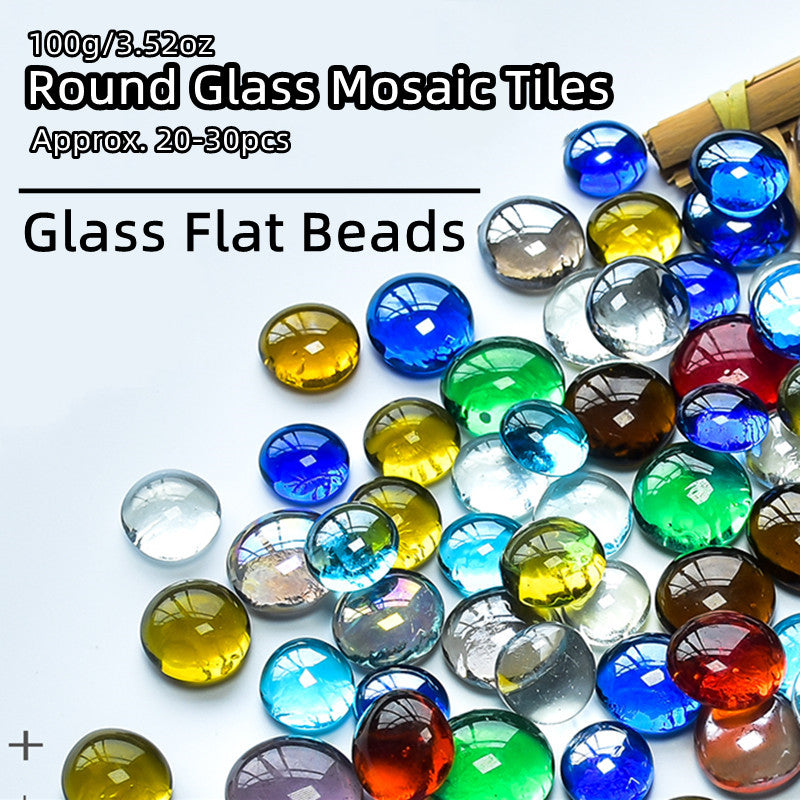DIY Multicolored Round Glass Mosaic Beads 100g