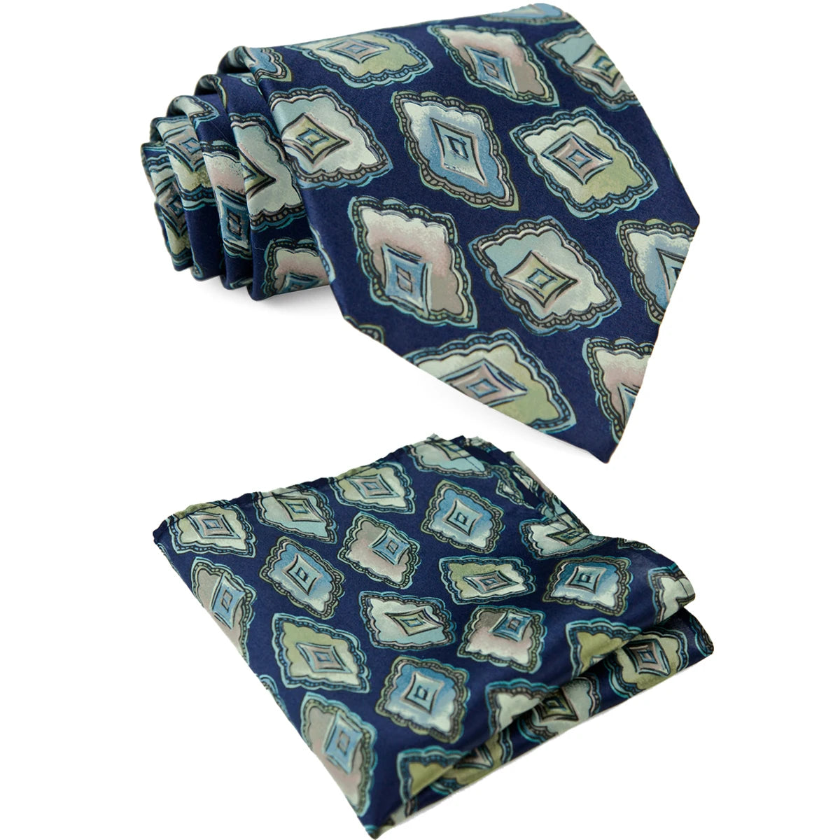 復古領帶，10厘米，100%真絲，抽象圖案