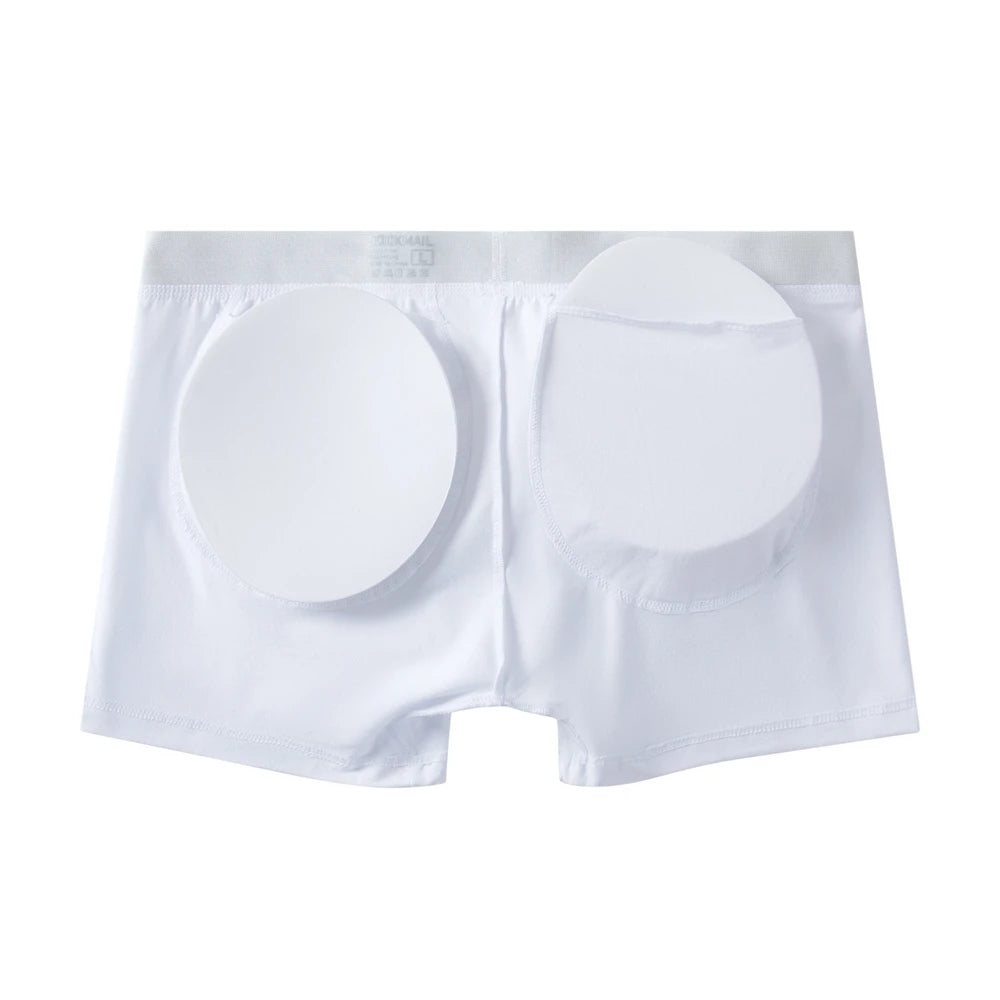 Men's Breathable Cotton Padded Butt Underwear with Removable Pads