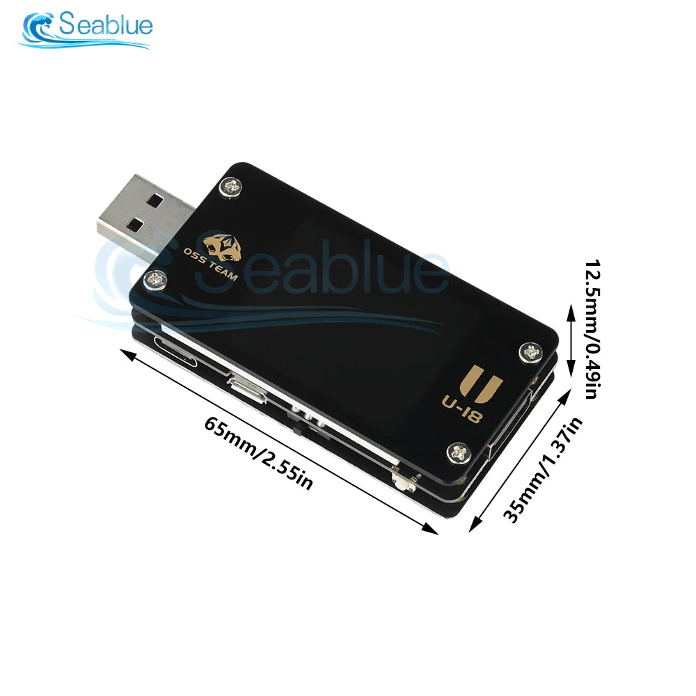 Multi-function USB Voltage Meter - 1.77 inch Screen