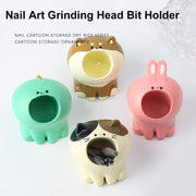 Bốn giá đỡ hình động vật đáng yêu màu xanh, nâu, hồng và trắng để dụng cụ làm móng.