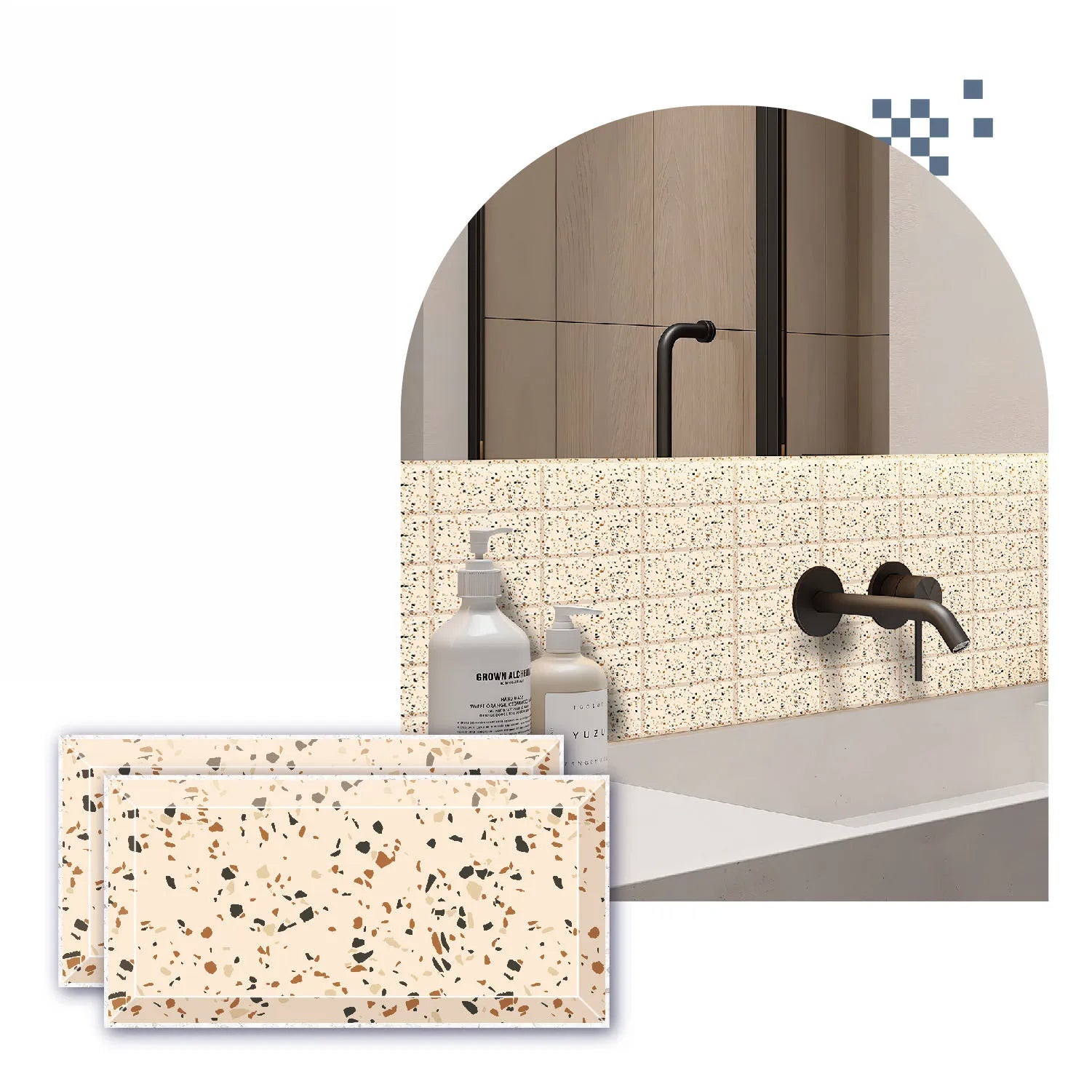 Waterproof PVC Marble Pattern Glossy Tiles 10x20cm