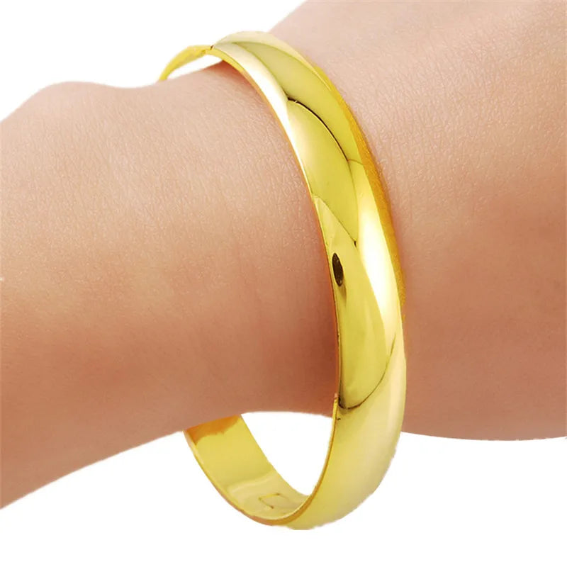 Simple 24K Gold Bracelet - Luxurious Women's Wedding Gift