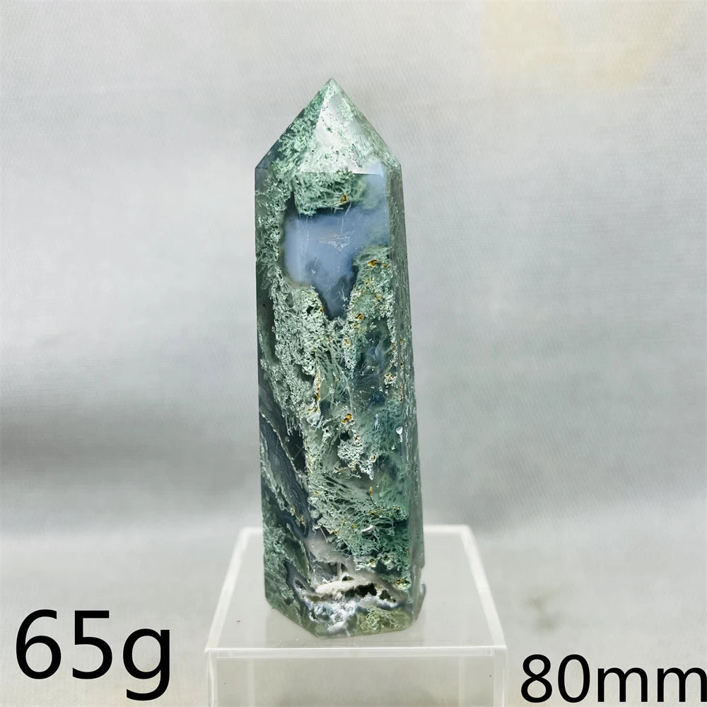Natural Moss Agate Tower - Super Energy