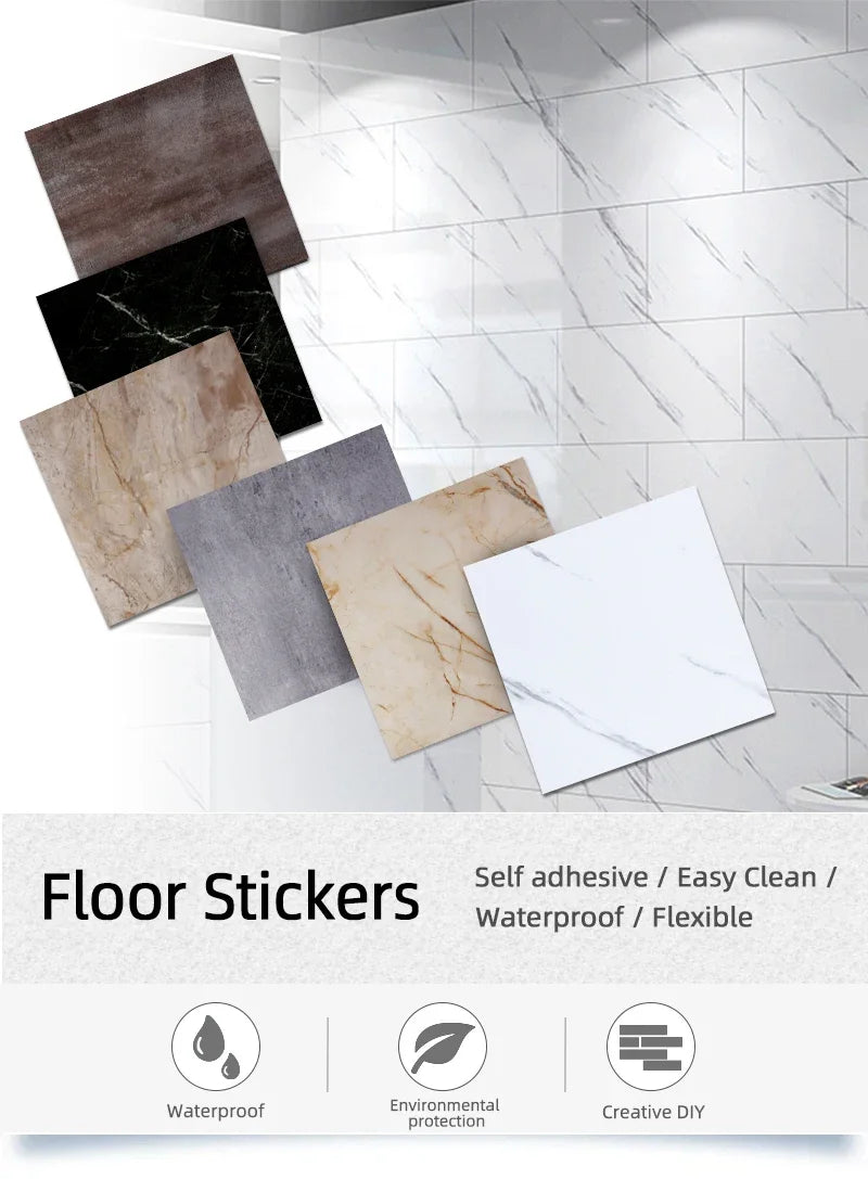 10/20/30pcs of PVC Imitation Marble Floor Stickers Self-adhesive Wall Stickers Waterproof Bathroom Decoration Decals 30*30cm