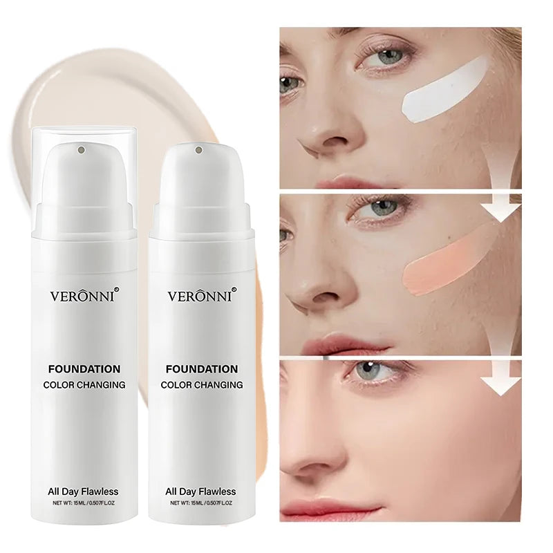 Color Changing Foundation BB Cream,Hydrating Oil Control Foundation with Color-Changing Effect,Lightweight Matte Finish Makeup