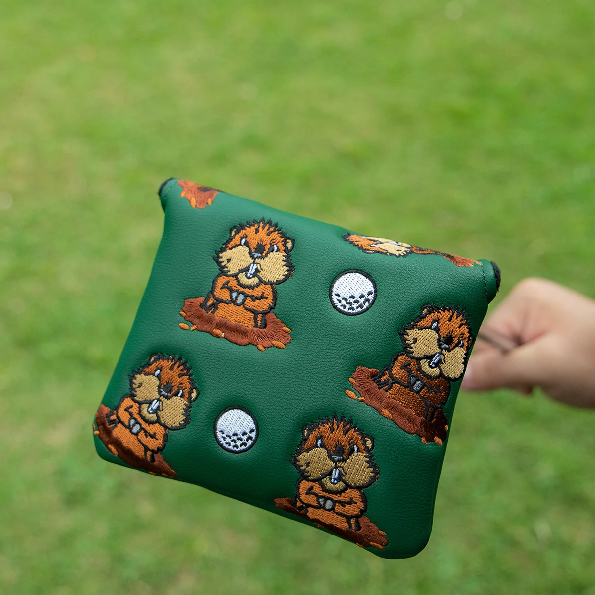 Groundhog Premium Embroidered Green Leather Golf Club Cover