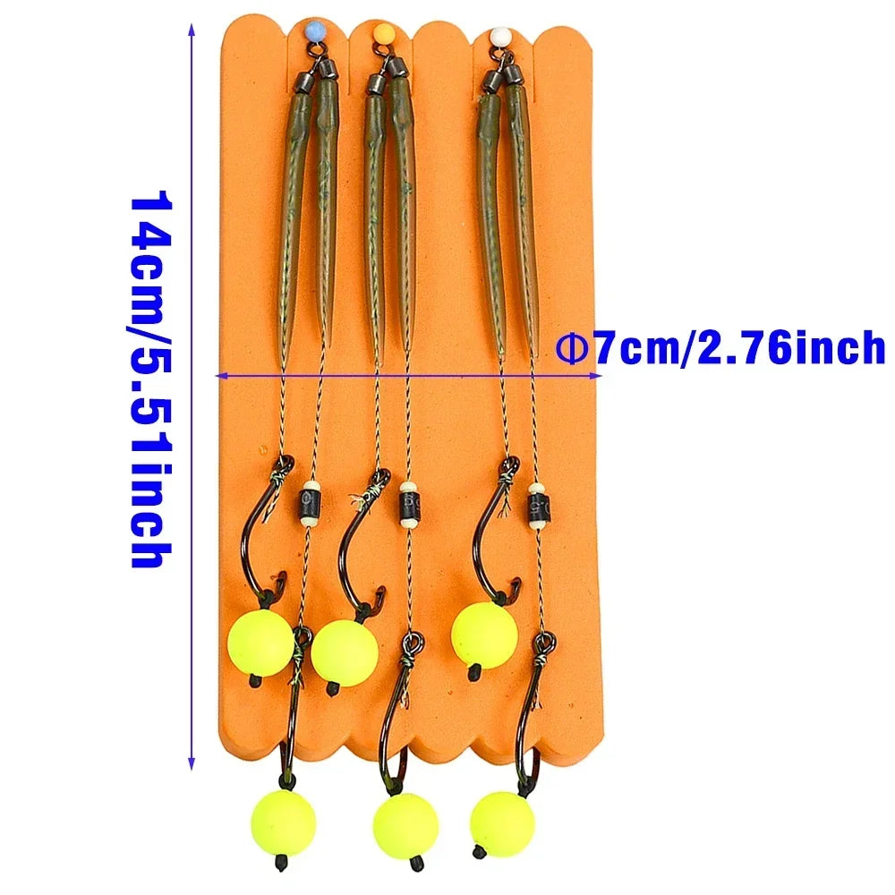 MNFT 3Sets Carp Fishing Rigs with Ready-Made Hair Hooks Size 3#-10# Pesca Hook Fishing Lure Tackle for Carp Fishing