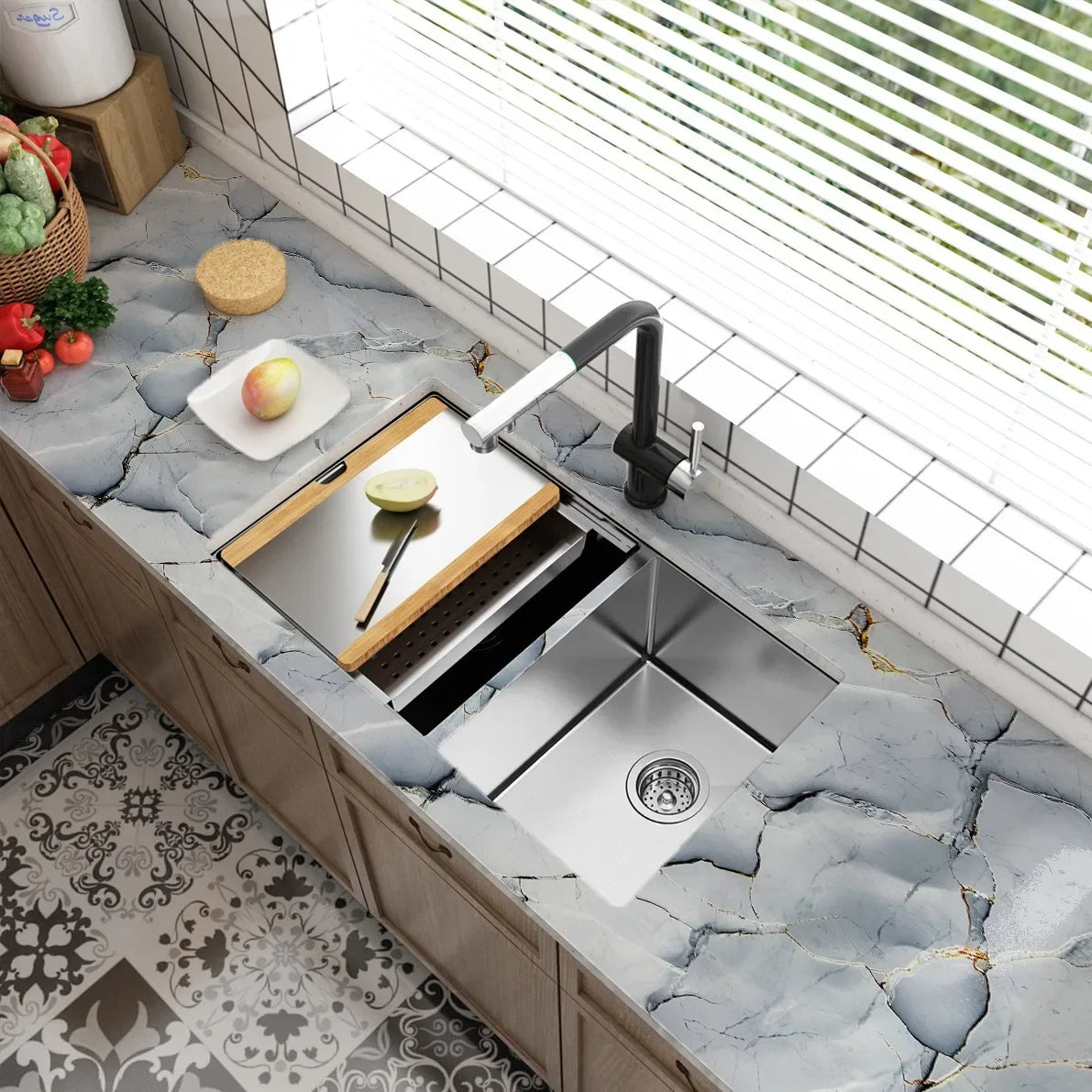 PVC Self-Adhesive Stone Pattern Wallpaper for Kitchen Decoration