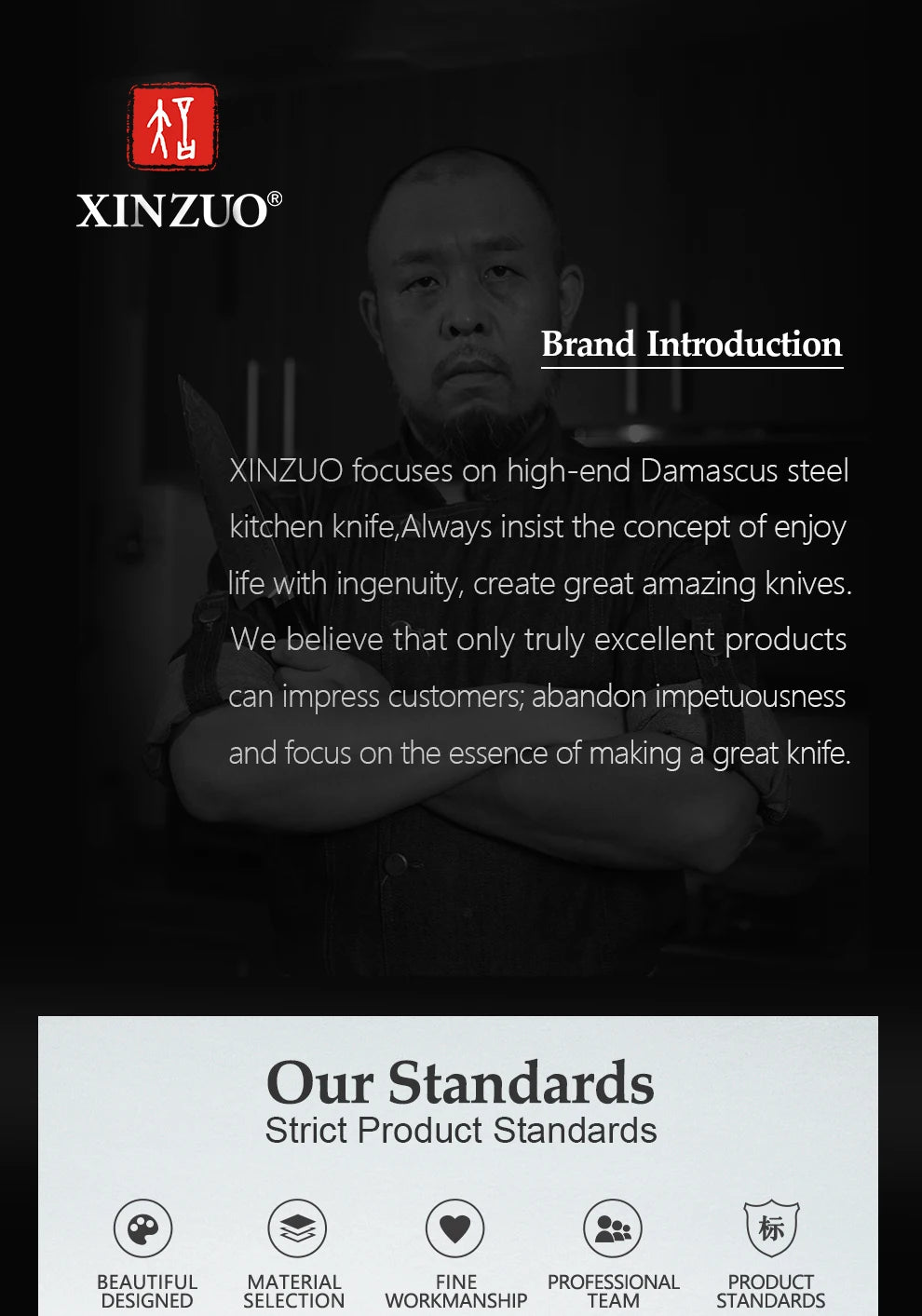 XINZUO 7-Piece Kitchen Knife Set Made of High-Quality German Steel