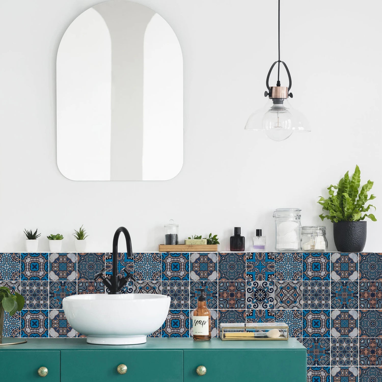 24Pcs European retro style Art Tile Wall Stickers With Self Adhesive Removable Bathroom Kitchen Waterproof Pvc Decal Wallpaper