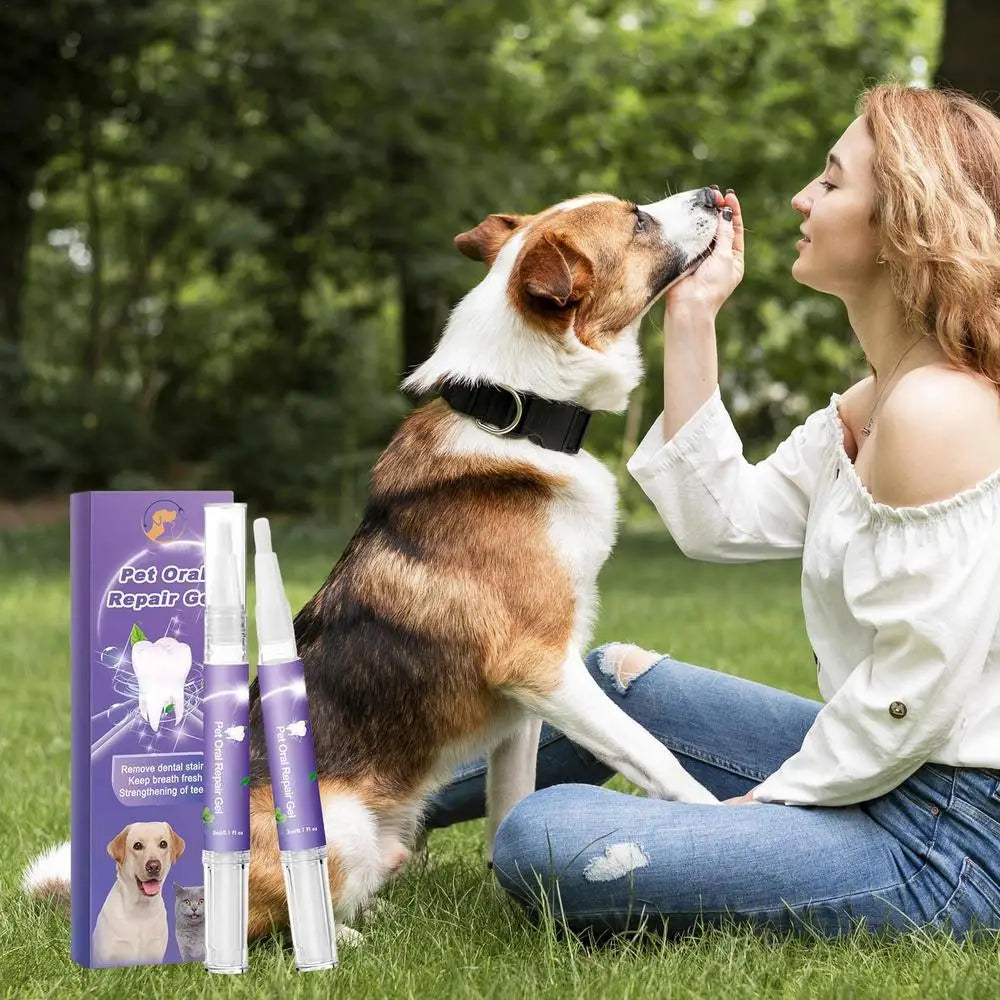 Pet Oral Repair Gel Dog Cat Teeth Cleaning Pen Natural Dog Toothpaste Gel Pet Breath Freshener Eliminate Bad Breath Oral Care - Daisan Mart