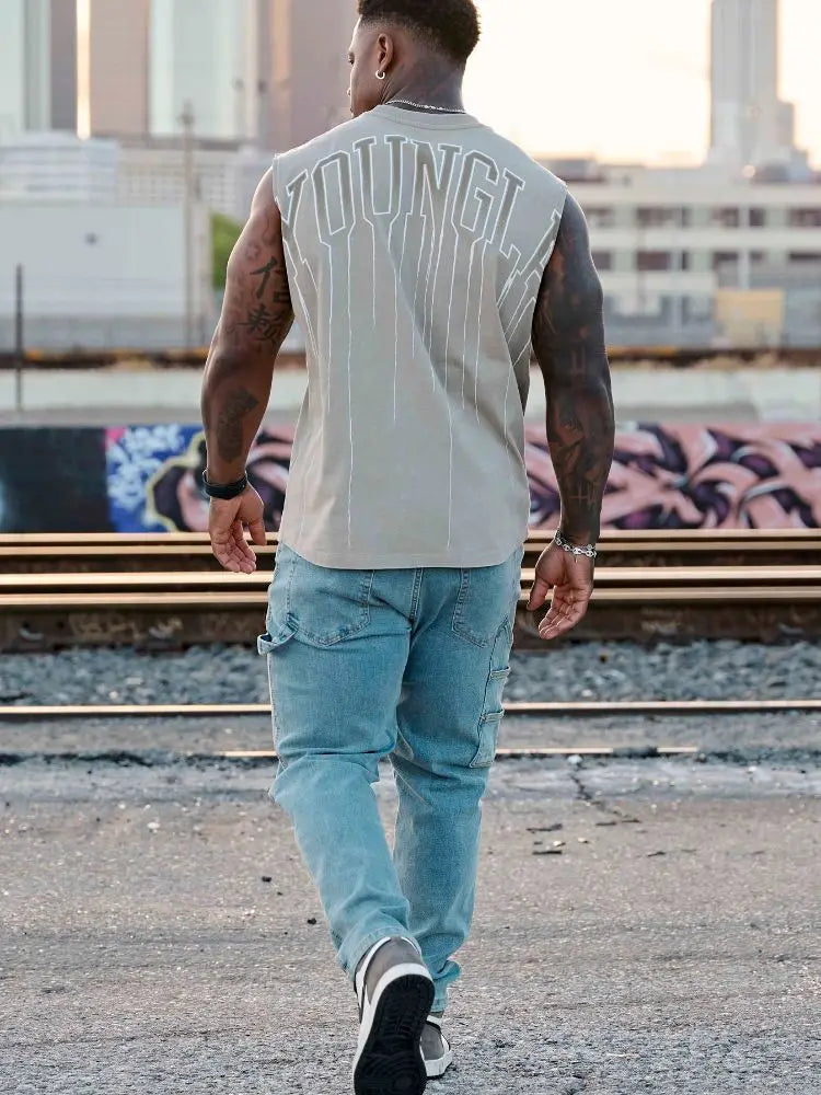 2025 Cotton Men's Sports Tank Top Gym Sleeveless