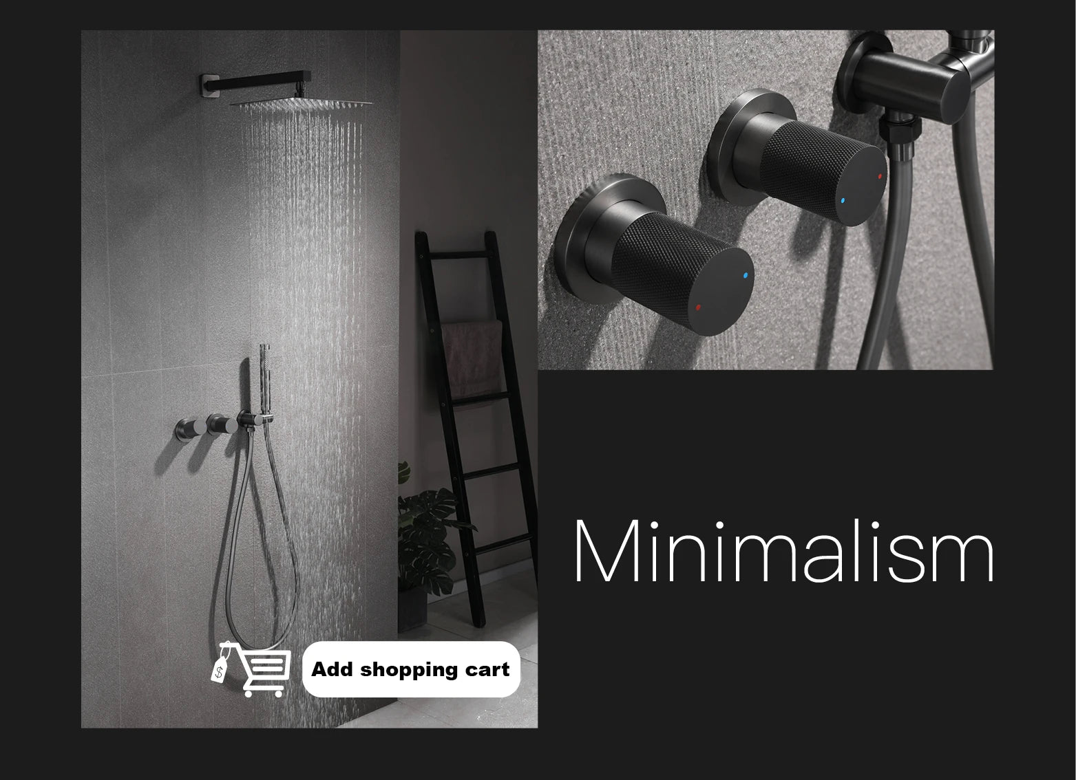 Vòi sen đen đồng thau LED 4 chức năng cao cấp