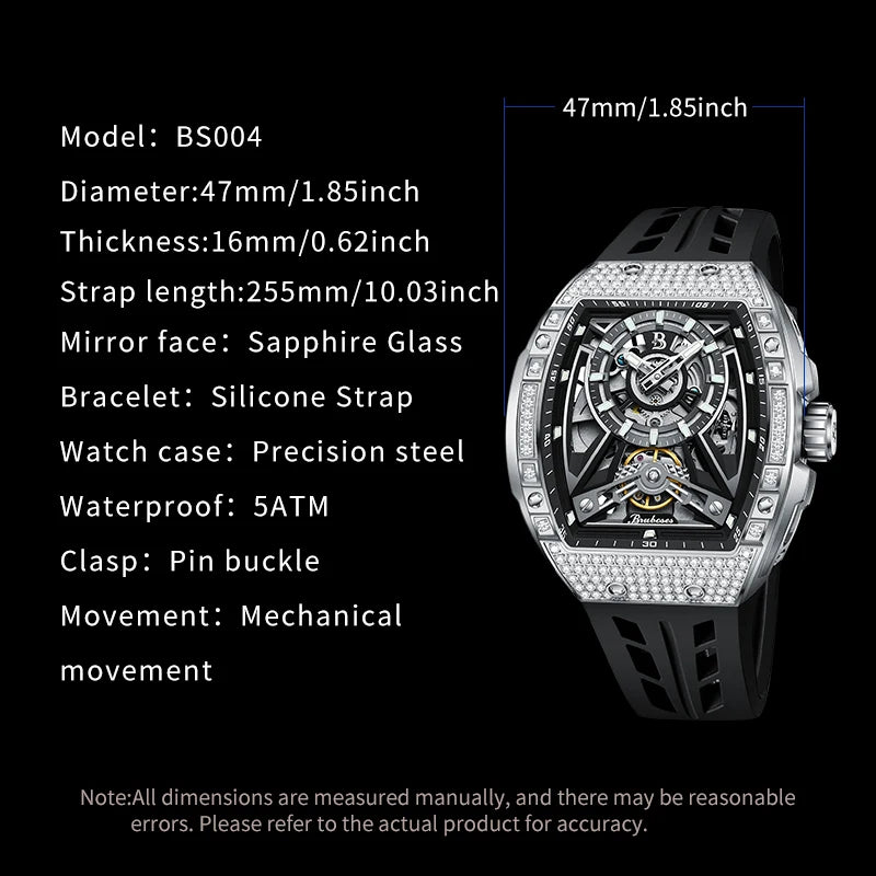 BRUBOSES 2024 - Đồng hồ nam lặn 5ATM kim cương