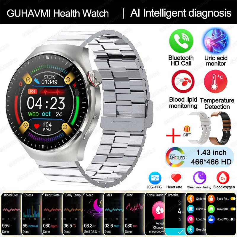 2025 Medical Smartwatch: Oxygen, Fat, ECG+PPG Measurement