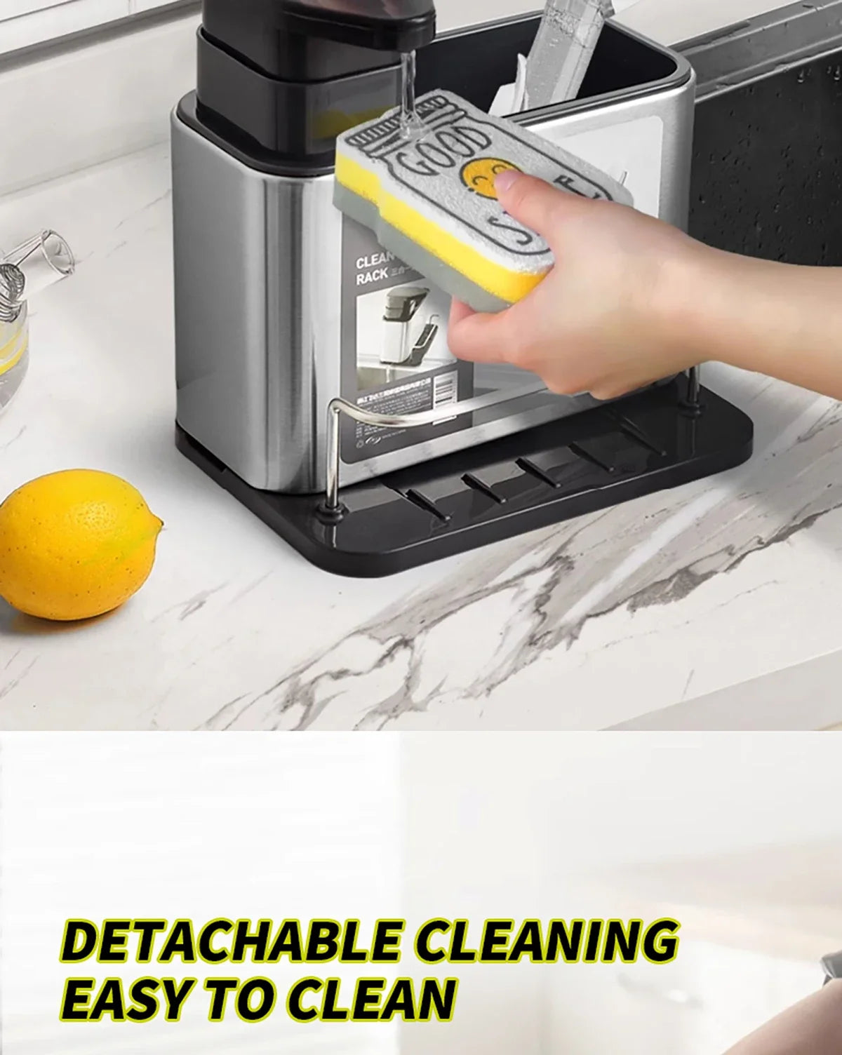 3-in-1 Stainless Steel Dishwashing Liquid Rack, Compact and Convenient for the Kitchen