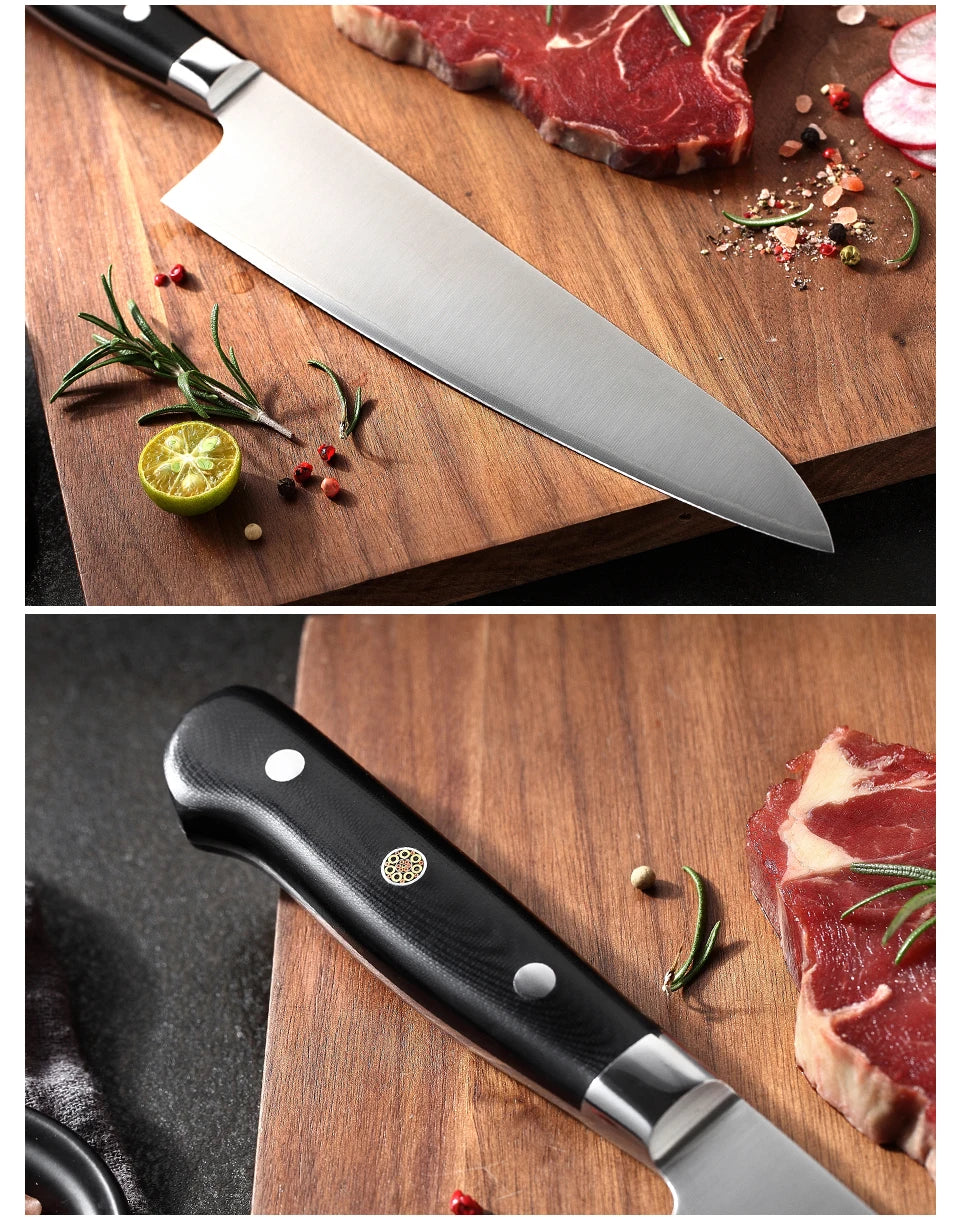 XINZUO 210mm Chef Knife 3 Layer 440C Core Clad Steel Kitchen Knives Stainless Steel Sharp Butchers Gyutou Knife with G10 Handle - Daisan Mart