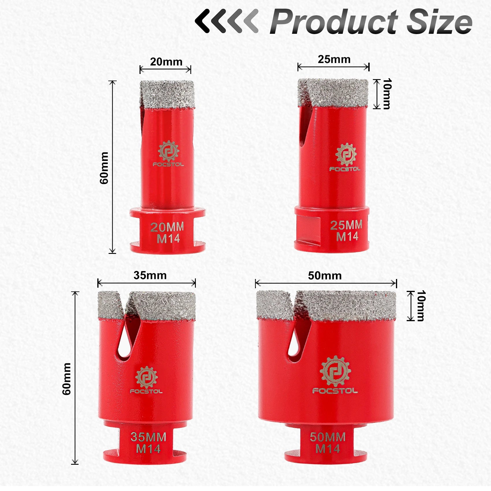 Mũi khoan kim cương FOCSTOL M14 khoan gạch đá - Daisan Mart