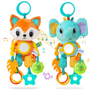 Wind Chimes Plush Animals Hanging Stroller with Teether for Babies