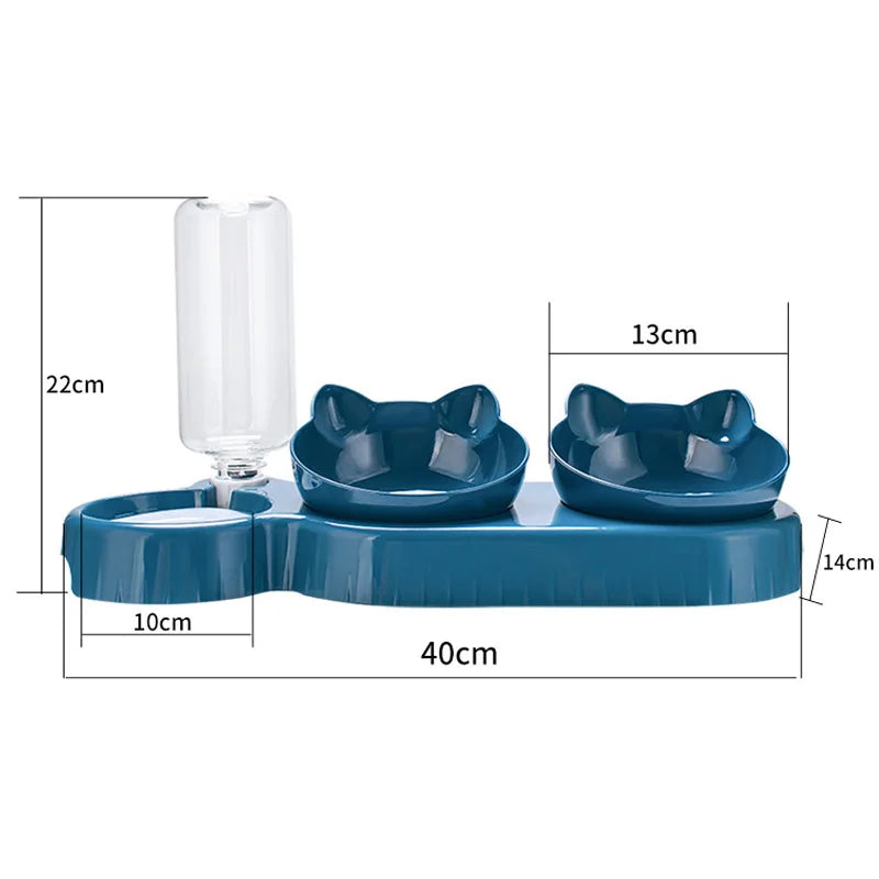 3 in 1 Cat Feeder Automatic Water Dispenser Double Bowl Pet Bowl for Small Dogs Cats Pet Food Container Cat Accessories - Daisan Mart