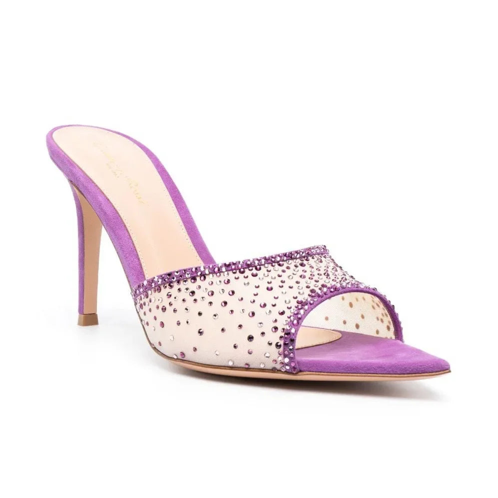 Women's Pointed Toe Rhinestone High Heel Sandals for Elegant Party