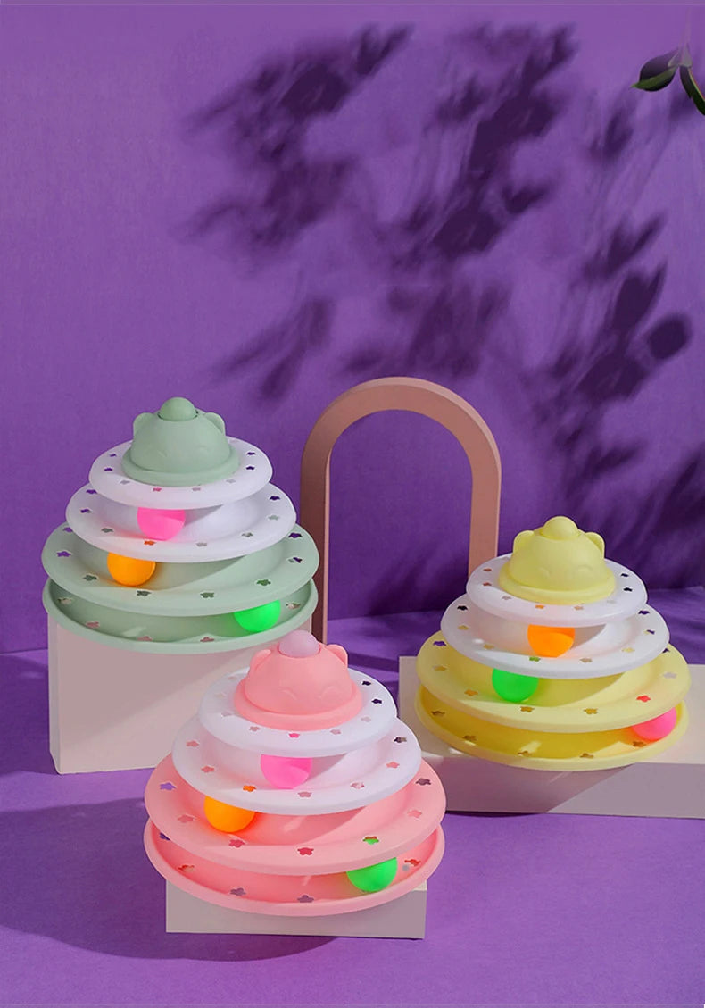 Tháp Đồ Chơi Mèo 4 Tầng Bóng Lăn Tương Tác Thú Vị