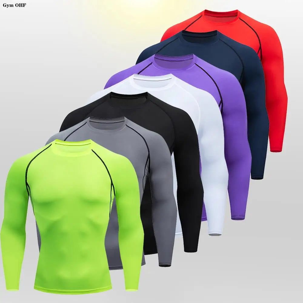Men's Long Sleeve Quick Dry Stretch Sports T-Shirt