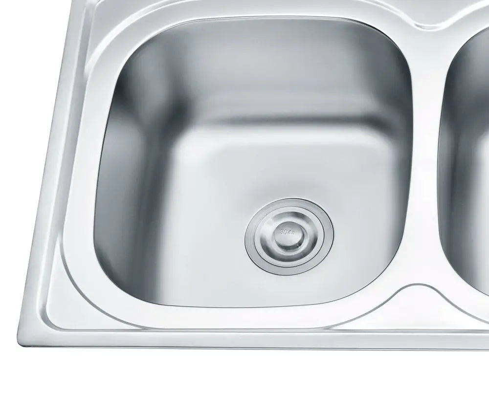 Modern Double Bowl Kitchen Bathroom Sink Mini Family Farmhouse Stainless Steel Washing Basins with Drainboard for Apartments - Daisan Mart
