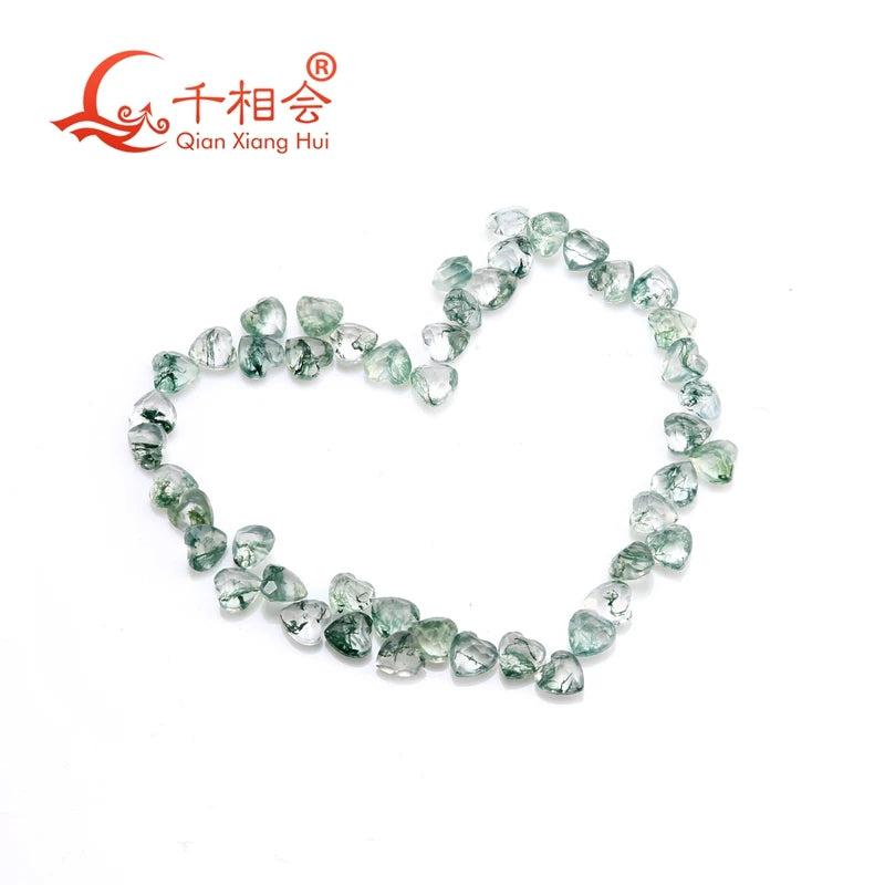 Natural Agate Moss Heart 3-4mm Jewelry