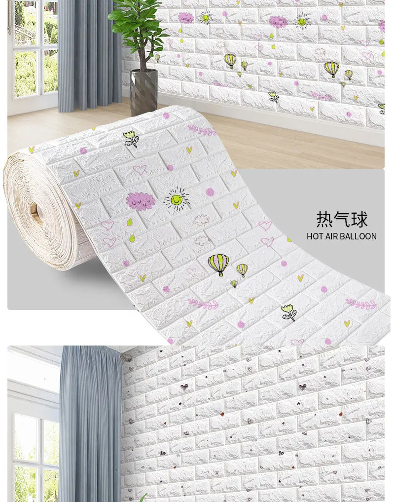 3D Foam Brick Wall Panels Stickers Self Adhesive Waterproof Living Room Wallpaper Wall Decal Home Decor Wallcovering TV Backdrop